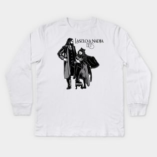 LASZLO AND NADJA BATS BLACK WHITE Kids Long Sleeve T-Shirt